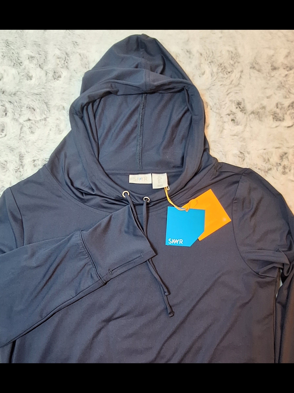 SKYR Navy Blue Hooded Sun Shirt - Long Sleeve Athletic Hoodie with Thumbholes